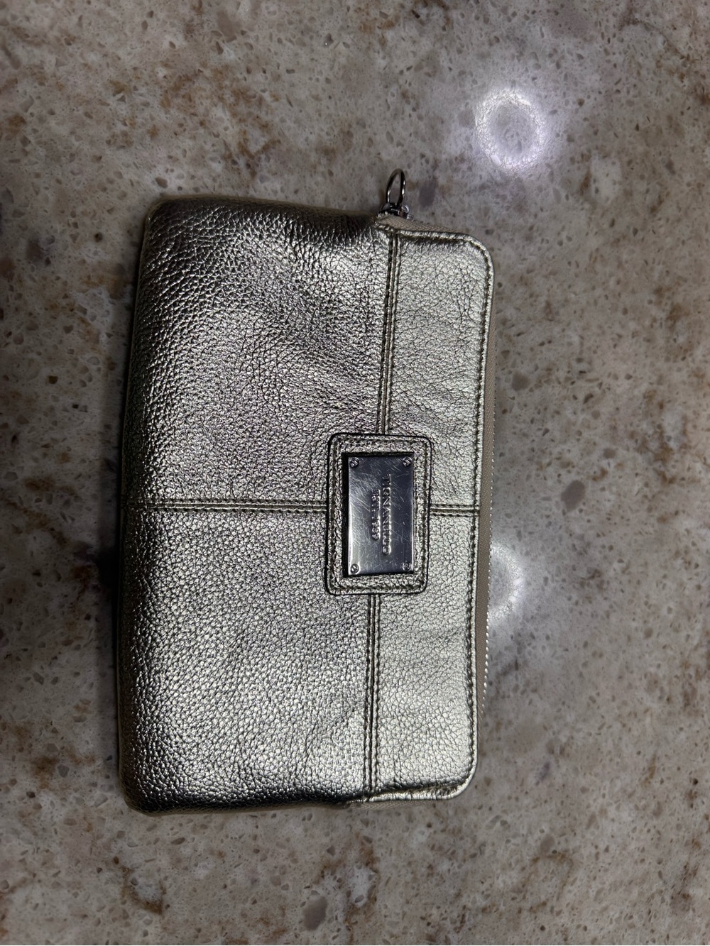 Tignanello Metallic Gold Leather Wristlet Wallet
